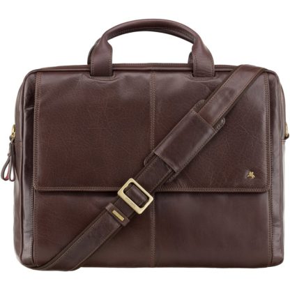 Кожаная сумка для ноутбука мужская коричневая Visconti ML24 (Brown)