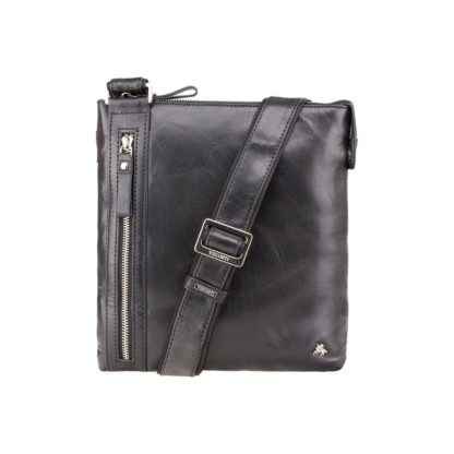 Мужская кожаная сумка на плечо черная Visconti ML25 (Black)