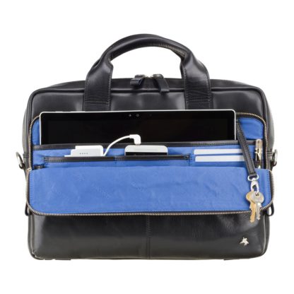 Кожаная мужская сумка для ноутбука 13" черная Visconti ML30 (Black) c RFID