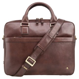 Мужская кожаная сумка для ноутбука 13'' коричневая Visconti ML34 Victor (Brown) RFID