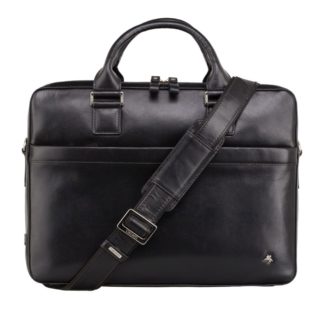 Мужская кожаная сумка для ноутбука 13'' черная Visconti ML34 Victor (Black) RFID