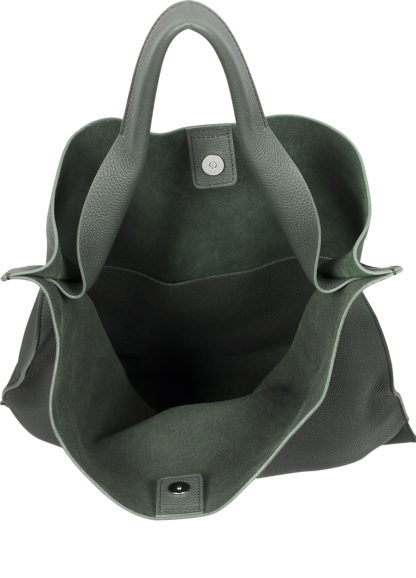 Зеленая кожаная женская сумка Bohemia (шопер) Poolparty