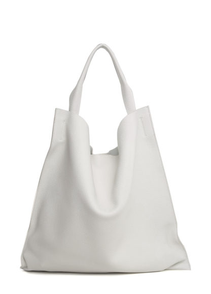 Белая кожаная женская сумка шопер Bohemia Poolparty