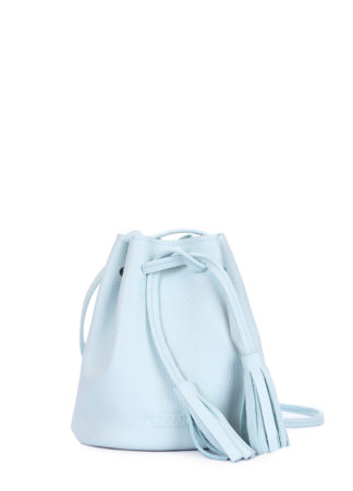 Голубая кожаная сумочка на завязках Bucket, bucket-blue
