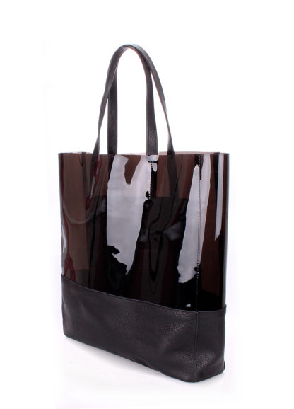 Прозрачная женская сумка POOLPARTY City черная (кожа и пластик)