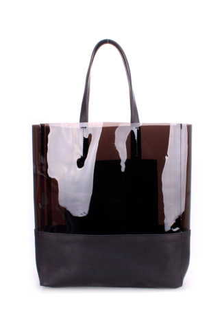 Прозрачная женская сумка POOLPARTY City черная (кожа и пластик)