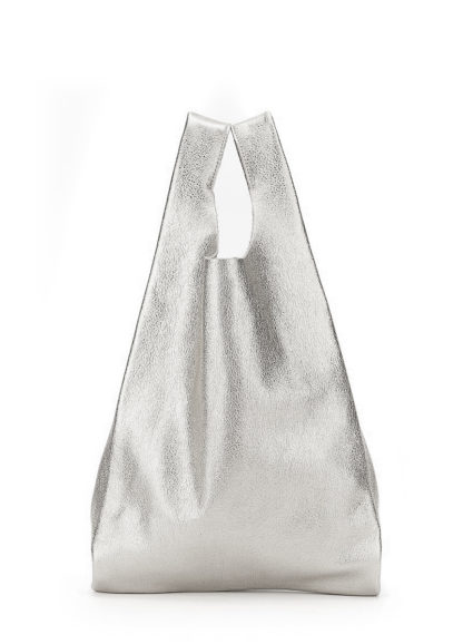 Кожаная сумка POOLPARTY Tote, leather-tote-silver