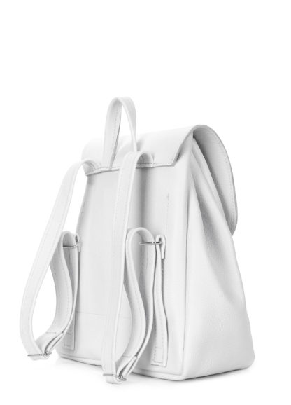 Белый кожаный женский рюкзак на завязках POOLPARTY Paris