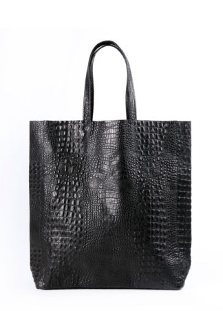 Кожаная сумка женская «крокодил» POOLPARTY City черная