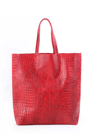 Кожаная сумка POOLPARTY City, city-croco-red