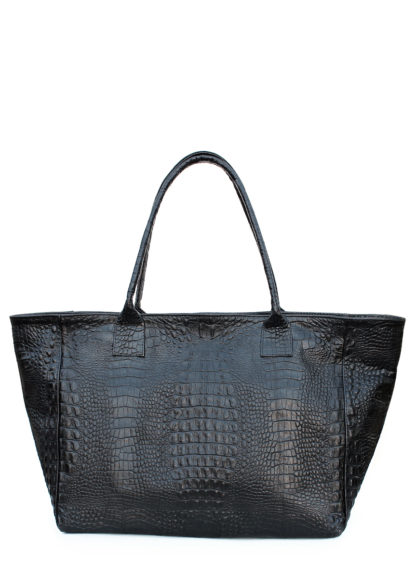Кожаная женская сумка POOLPARTY Desire «крокодил» черная