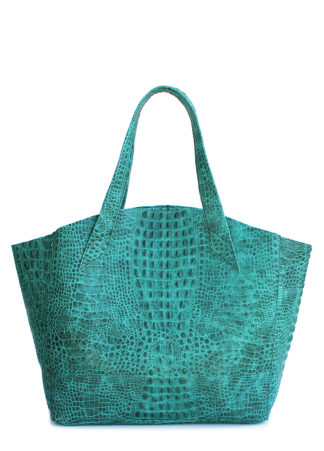 Женская зеленая кожаная сумка POOLPARTY Fiore зеленая, «крокодил»