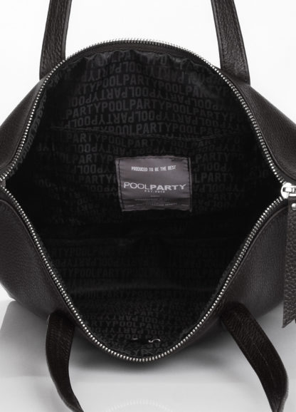 Классическая кожаная женская сумка Poolparty Secret черная