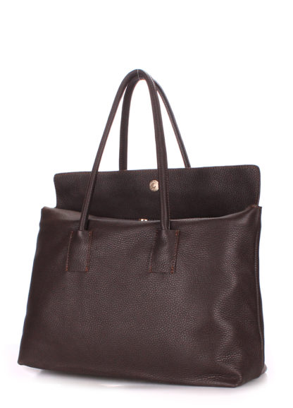 Кожаная сумка женская шоколадного цвета POOLPARTY Sense коричневая