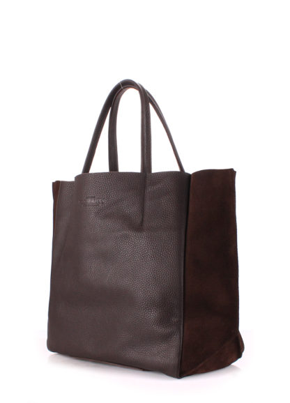Женская сумка из замши и кожи шоколадного цвета POOLPARTY Soho коричневая