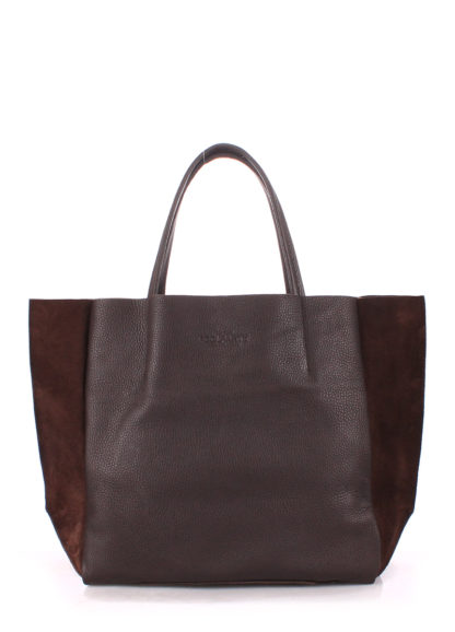Женская сумка из замши и кожи шоколадного цвета POOLPARTY Soho коричневая
