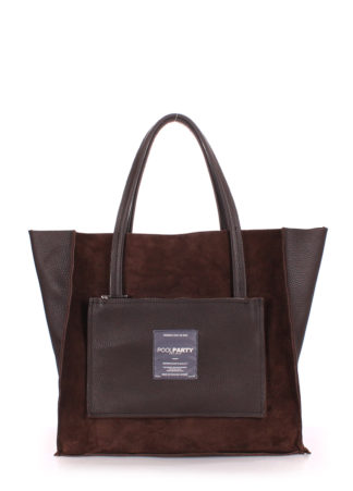 Двухсторонняя сумка кожаная женская POOLPARTY Soho коричневая