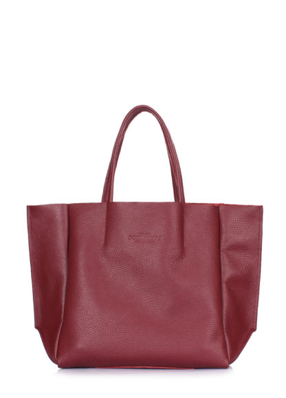 Женская кожаная сумка без застежки бордовая POOLPARTY Soho Mini марсала