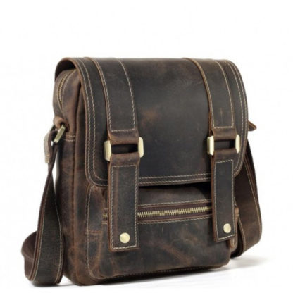 Мужская сумка-мессенджер из матовой коричневой кожи Tiding Bag T1172