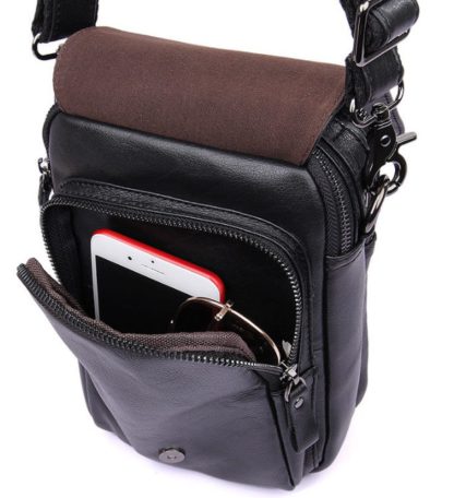 Кожаная мужская сумка с ручкой и ремнем на плечо Tiding Bag 1012A