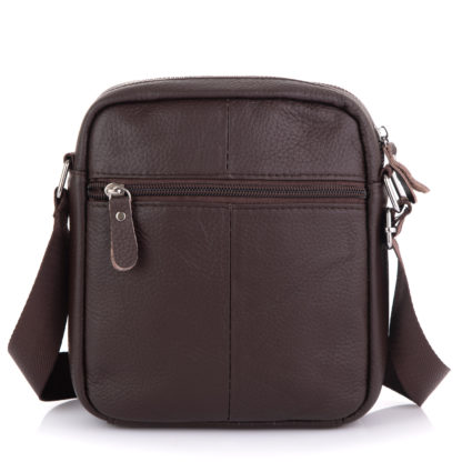 Недорогая кожаная мужская сумка через плечо коричневая Tiding Bag A25F-6625B