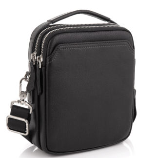 Черная кожаная сумка на плечо мужская Tiding Bag SM8-096A