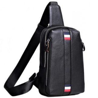 Кожаный слинг мужской, нагрудная сумка Tiding Bag A25F-6616A