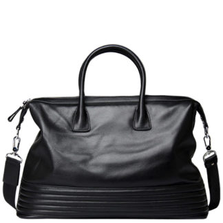 Кожаная дорожная сумка черная Tiding Bag B3-2017A
