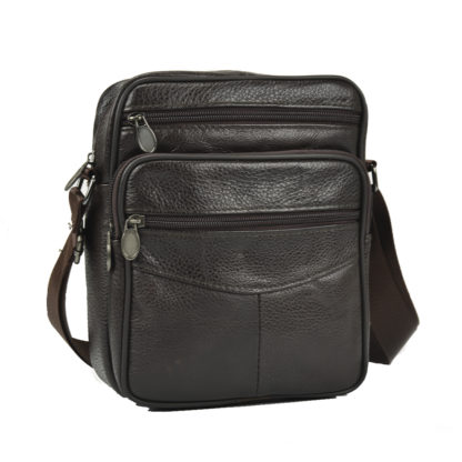 Недорогая кожаная мужская сумка на плечо коричневая Tiding Bag Bx903C