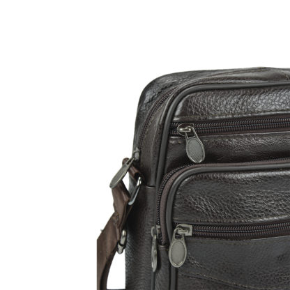 Недорогая кожаная мужская сумка на плечо коричневая Tiding Bag Bx903C