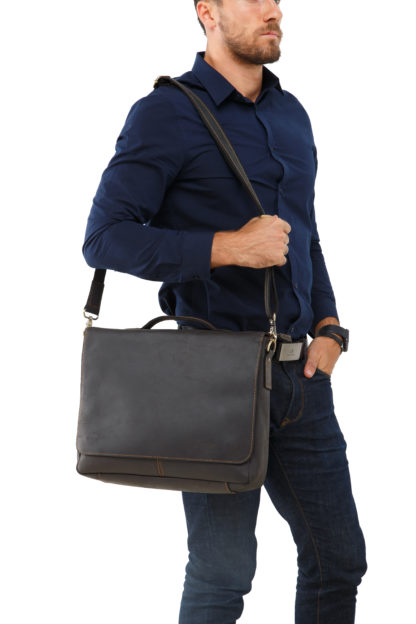 Кожаная мужская сумка на плечо для ноутбука 14″ и документов А4 Tiding Bag 7108A-1