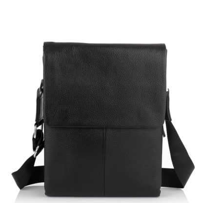 Кожаная сумка мужская на плечо черная Tiding Bag A25F-9906A