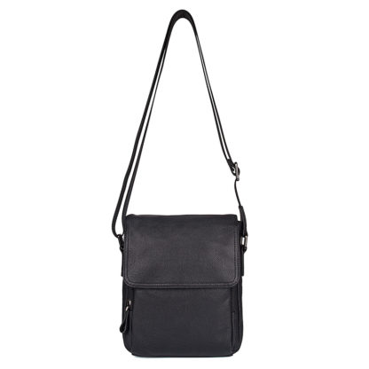 Кожаная мужская сумка на плечо черная Tiding Bag 9811A