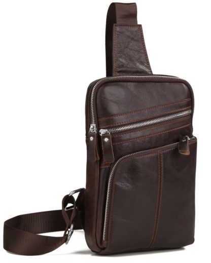 Мужской кожаный слинг, сумка на плечо Tiding Bag A25-6896C
