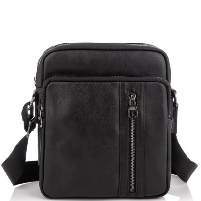 Черная сумка мессенджер мужская кожаная Tiding Bag 9836A