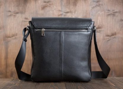 Кожаная мужская сумка через плечо черная (мессенджер) Blamont Bn082A