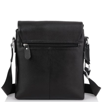Кожаная мужская сумка-мессенджер черная с клапаном Tiding Bag A25F-8878A