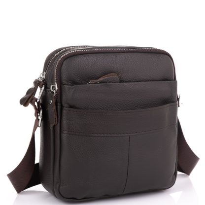 Недорогая кожаная мужская сумка (коричневый) Tiding Bag A25F-8017B