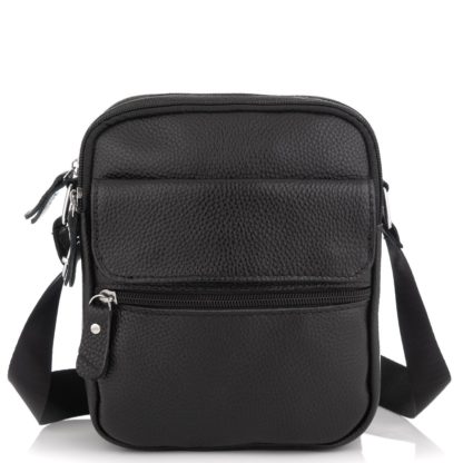 Кожаная мужская сумка на плечо черная Tiding Bag NM20-1812A
