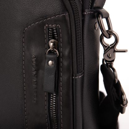Кожаная сумка на плечо мужская черная Allan Marco RR-4098A