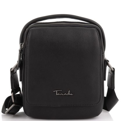 Кожаная мужская сумка на плечо черная Tavinchi TV-009A