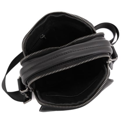 Кожаная мужская сумка на плечо черная Tavinchi TV-009A