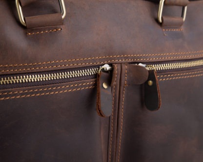 Кожаная сумка для ноутбука коричневая из матовой кожи Tiding Bag D4-001R
