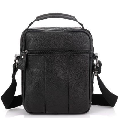 Недорогая кожаная мужская сумка через плечо черная Allan Marco RR-9053A