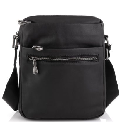 Мужская кожаная сумка черная Tiding Bag 1007A
