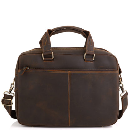 Кожаная сумка для ноутбука, коричневая матовая кожа Tiding Bag D4-005R