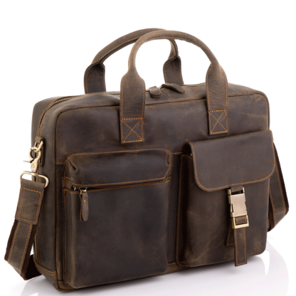 Винтажная кожаная сумка для ноутбука Tiding Bag D4-058R