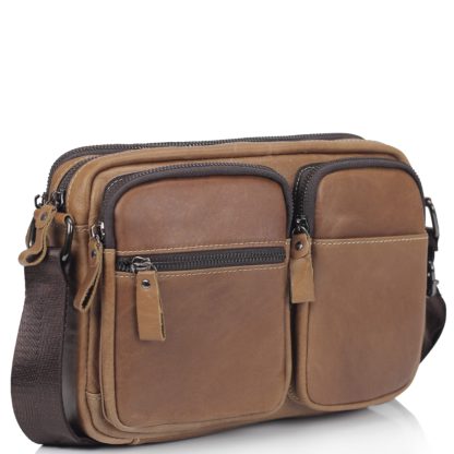 Горизонтальная мужская сумка через плечо (коричневая) Tiding Bag NM20-19702C