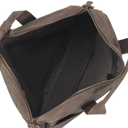Коричневая кожаная сумка для ноутбука Tiding Bag t0033DB
