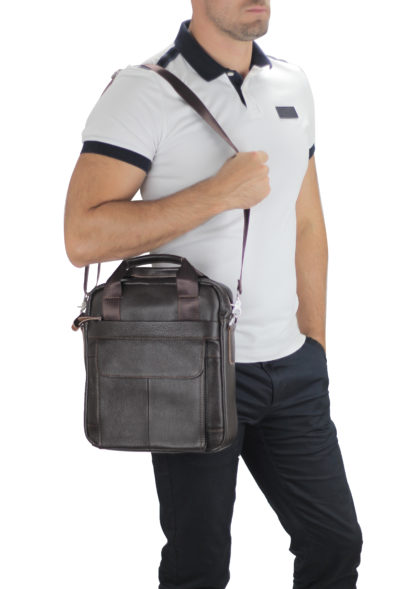 Кожаная мужская сумка через плечо с ручками Tiding Bag A25-8861DB